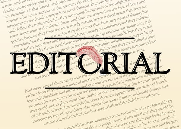 Text: "Editorial" in fancy text.