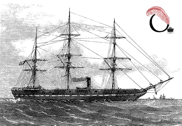 An antique etching of a full-rigged ship. A ham-fisted metaphor for leadership.